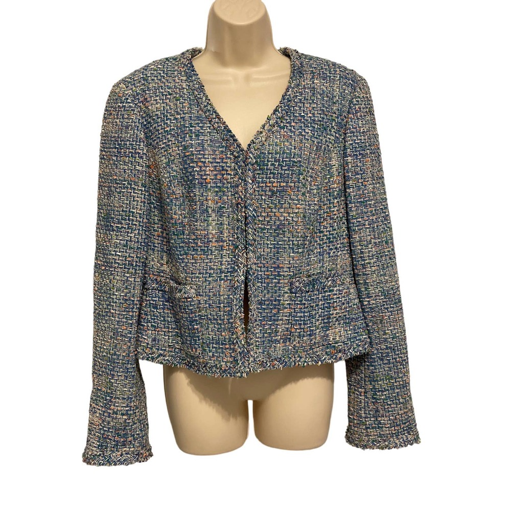 Earl Rutenberg Vintage 100% Silk Multi-color Woven Open Jacket Large